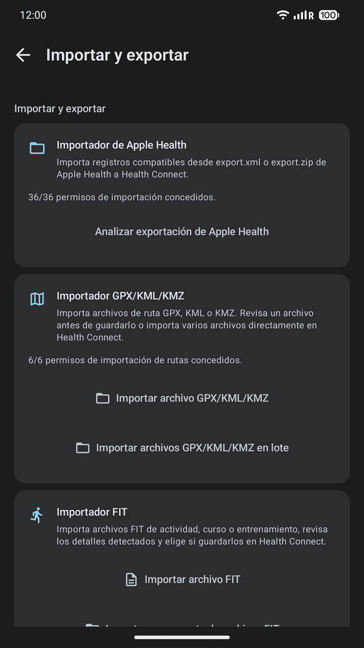 OpenVitals: Importar y exportar