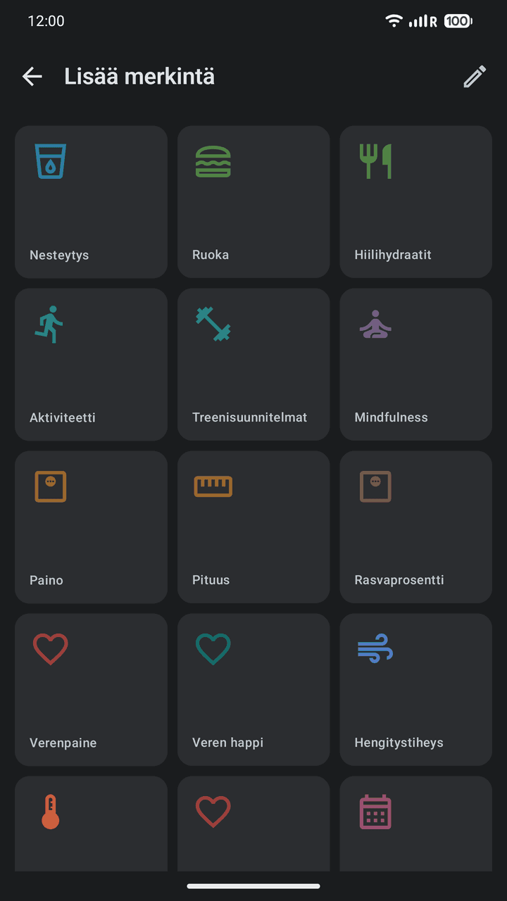 OpenVitals: Lisää merkintä