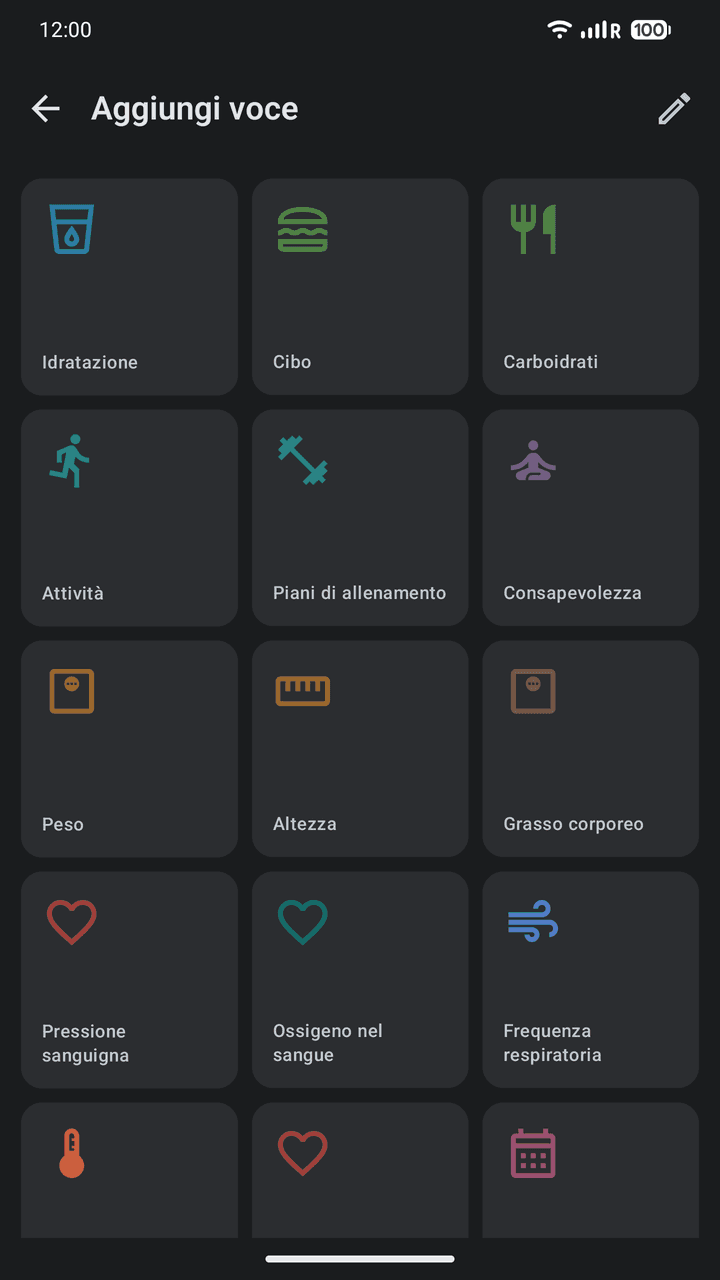 OpenVitals: Aggiungi voce
