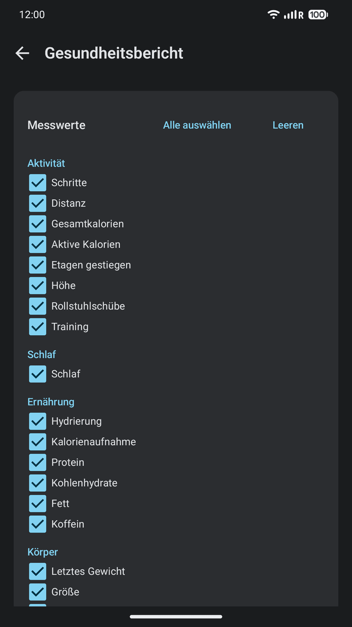 OpenVitals: Gesundheitsbericht