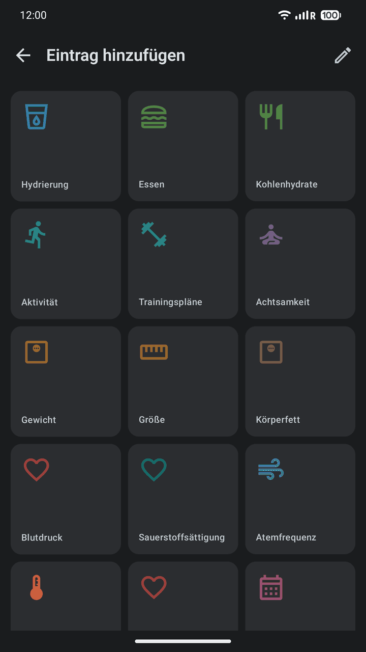 OpenVitals: Eintrag hinzufügen