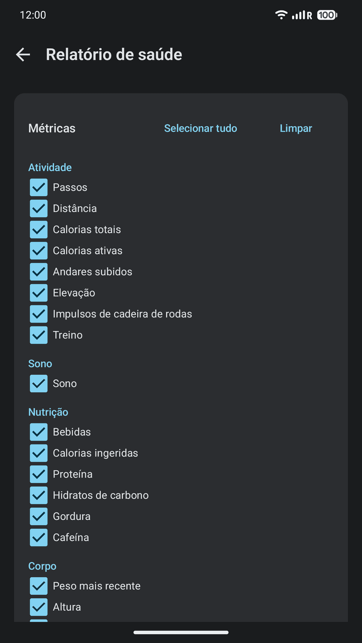 OpenVitals: Relatório de saúde